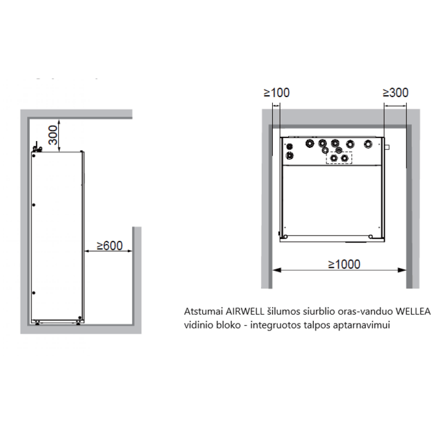 AIRWELL Wellea 12.10-12.00 kW šilumos siurblys oras-vanduo su 240l integruotu boileriu, ODMA-160T-09M22-25+AW-YHPSA12-H93