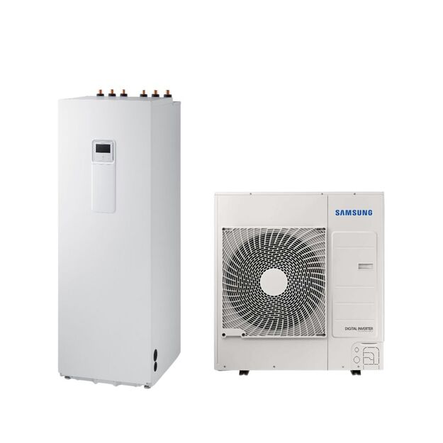 SAMSUNG oras-vanduo 9.0/8.7 kW SPLIT šilumos siurblio KOMPLEKTAS (trifazis, su 260 l tūriniu šildytuvu), NORDIC serija