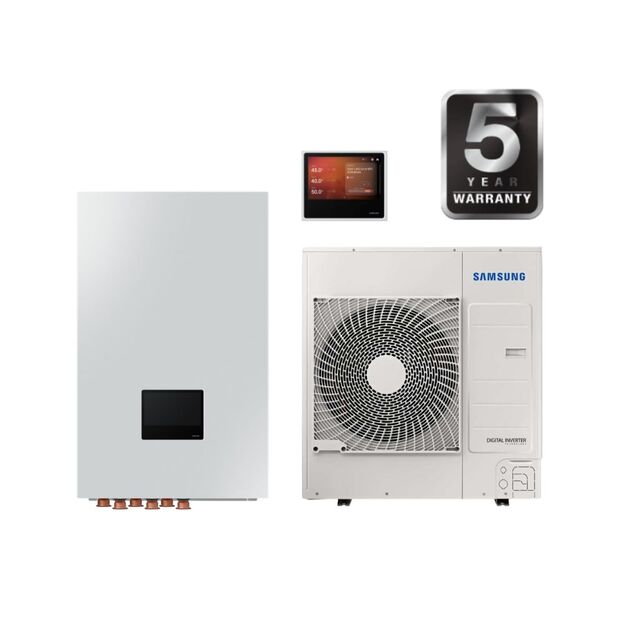SAMSUNG oras–vanduo 9.0/8.7 kW SPLIT NORDIC šilumos siurblys be talpos, su hydro moduliu, WIFI, trifazis