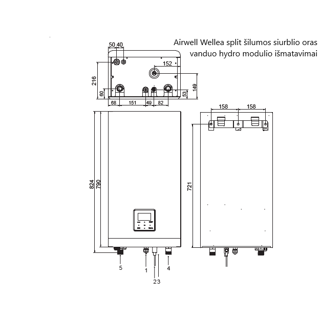 AIRWELL Wellea Split 4.25-4.50 kW šilumos siurblys oras-vanduo su hydro moduliu, AW-WHPSA0406-N91+AW-YHPSA04-H91