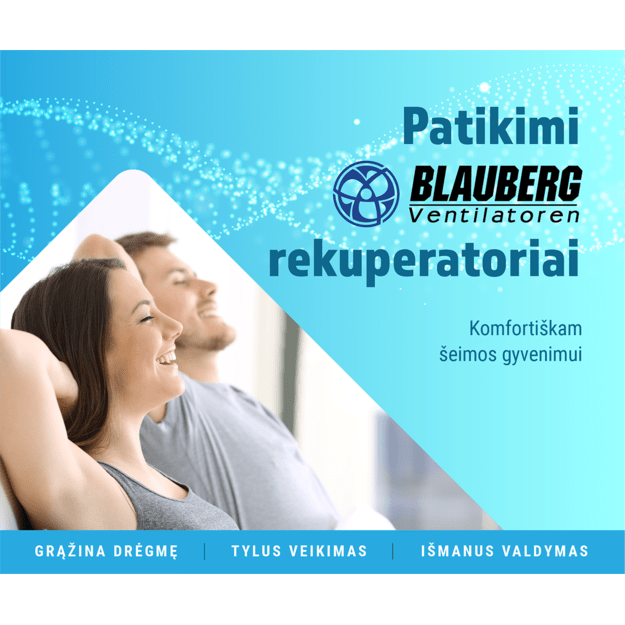 Plokštelinis ENTALPINIS rekuperatorius BLAUBERG Komfort S5B270E S21 su WIFI valdymu