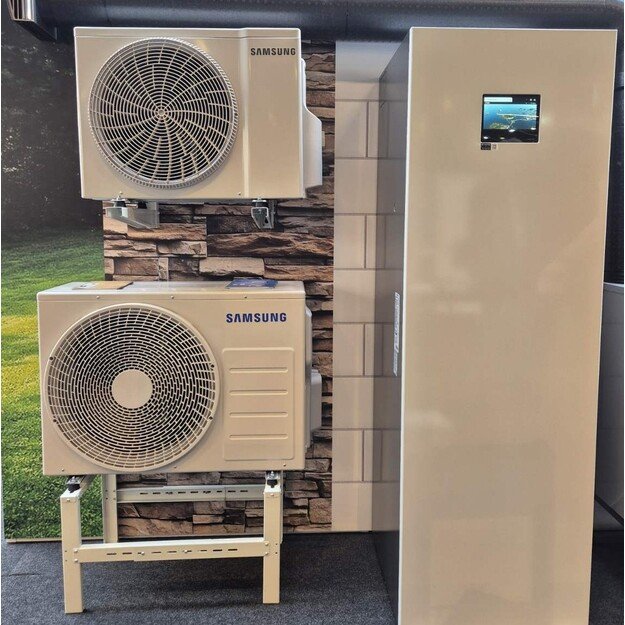 SAMSUNG oras–vanduo 9.0/8.7 kW SPLIT šilumos siurblio KOMPLEKTAS su atnaujinta 200 l talpa, valdymu lietuvių kalba ir integruotu WIFI, NORDIC serija