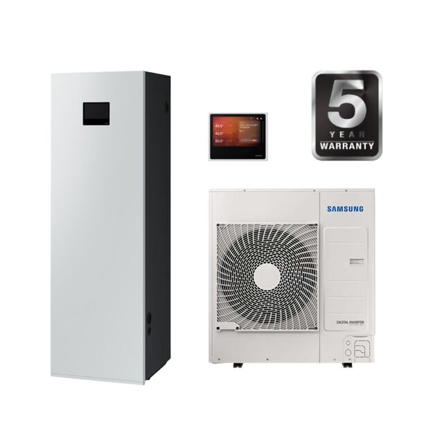 SAMSUNG oras–vanduo 9.0/8.7 kW SPLIT NORDIC šilumos siurblys su 200 l talpa, WIFI