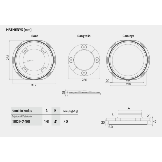 Gipsinis priglaistomas apvalus vėdinimo difuzorius Airmann Circle 6