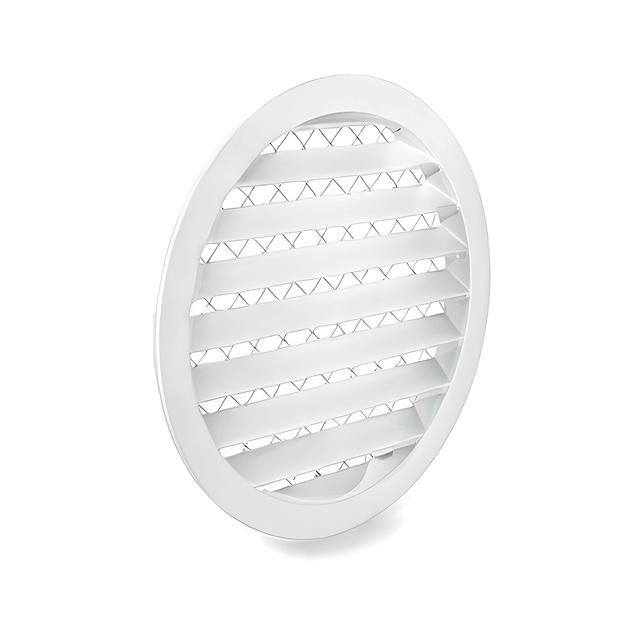 Apvalios lauko ventiliacijos grotelės su tinkleliu, baltos (RAL9016)