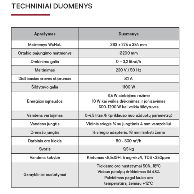 Adiabatinis ortakinis įmontuojamas oro drėkintuvas HUMON H200 