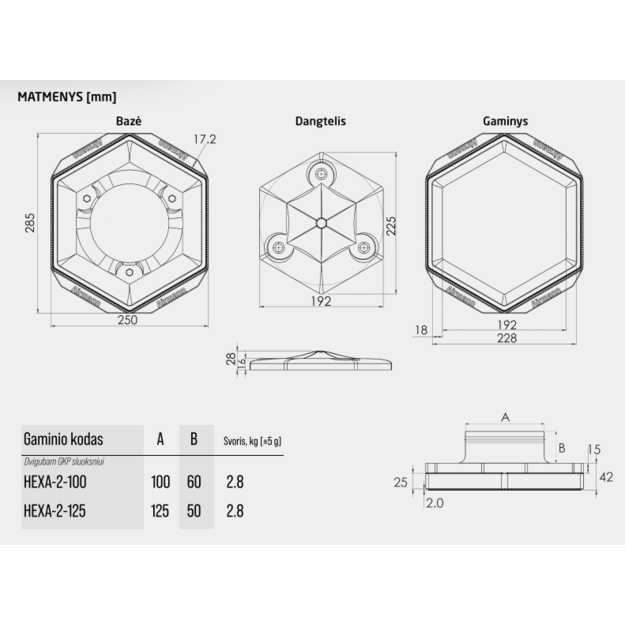 Gipsinis priglaistomas šešiakampis vėdinimo difuzorius Airmann Hexa 5
