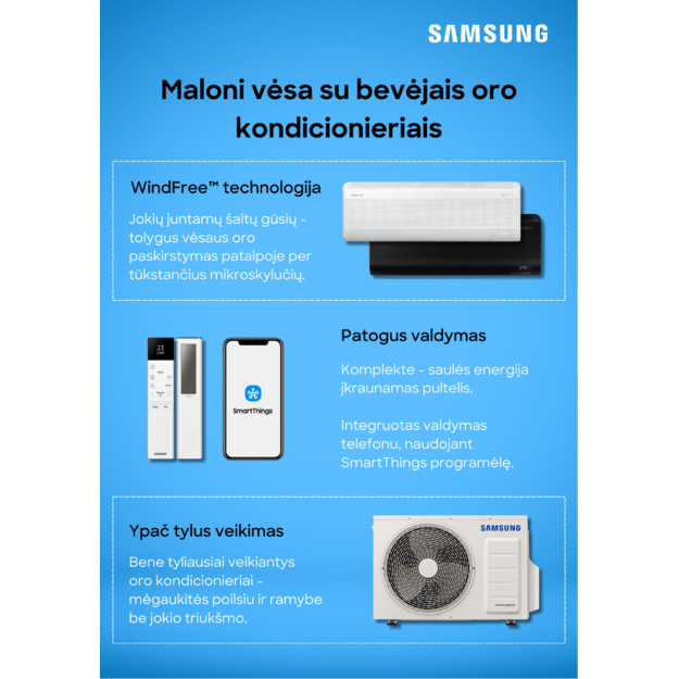 Samsung WindFree™ Premiere Plus Black 3.5/4.0 kW oro kondicionierius su WIFI (komplektas) 6