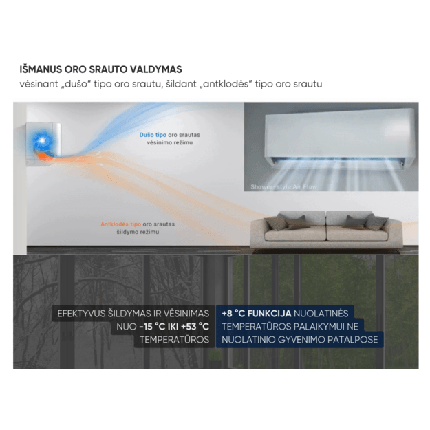 NØRDIS ORION PRO sieninio oro kondicionieriaus 3.3/3.5 kW komplektas