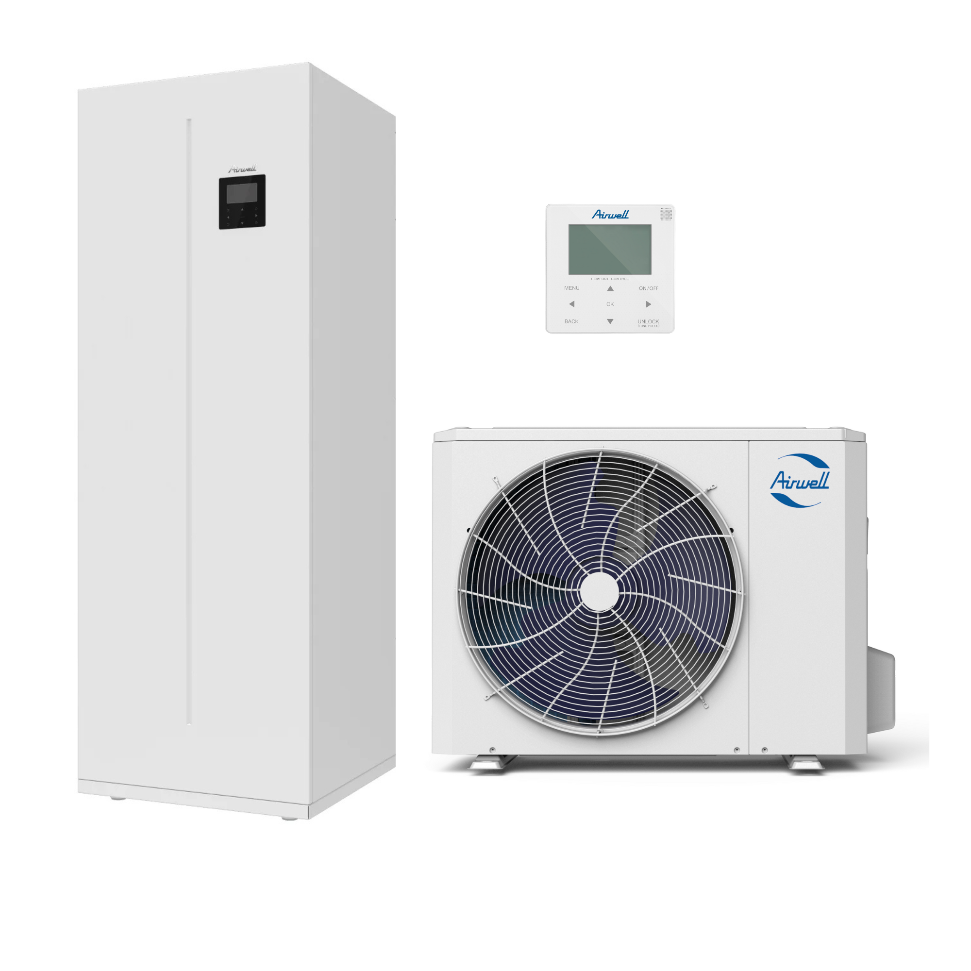 AIRWELL Wellea 8.30-8.40 kW air-to-water heat pump with 190l integrated boiler, ODMA-100T-09M22-19+AW-YHPSA08-H91